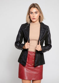 Fadcloset Women's Blazer Fadcloset Womens Myrcella Suede Leather Blazer
