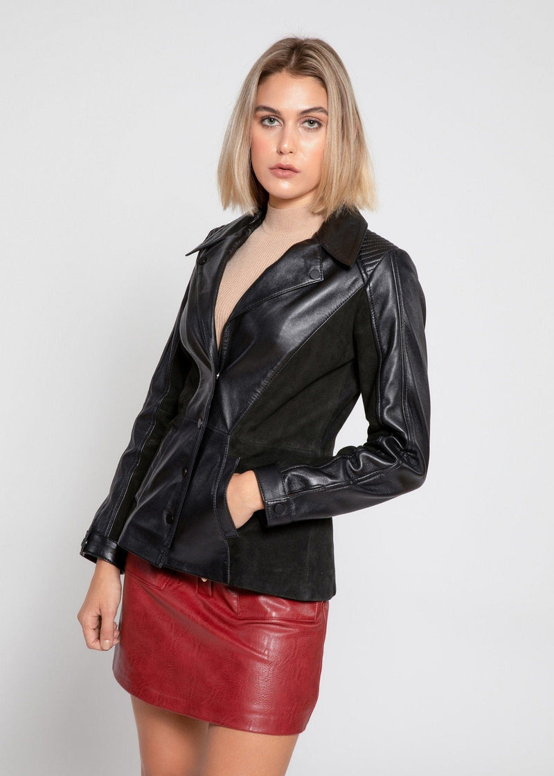 Fadcloset Women's Blazer Fadcloset Womens Myrcella Suede Leather Blazer