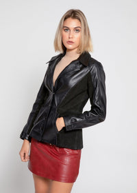 Fadcloset Women's Blazer XS / BLACK Fadcloset Womens Myrcella Suede Leather Blazer