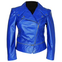 Fadcloset Women's Outerwear 3XL / Blue Fadcloset Annette Women's Leather Jacket