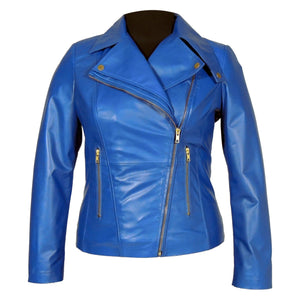 Fadcloset Women's Outerwear 3XL / Blue Fadcloset Charlotte Womens Leather Jacket