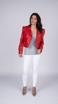 Fadcloset Women's Outerwear 3XL / Red Fadcloset Annette Women's Leather Jacket