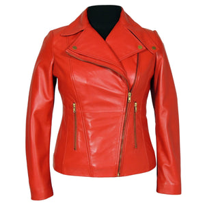 Fadcloset Women's Outerwear 3XL / Red Fadcloset Charlotte Womens Leather Jacket