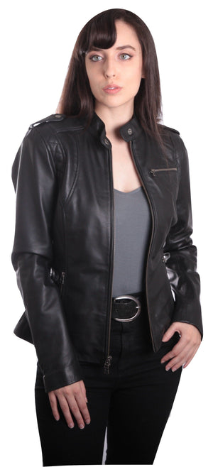 Fadcloset Women's Outerwear Fadcloset Allie Womens Black Leather Jacket