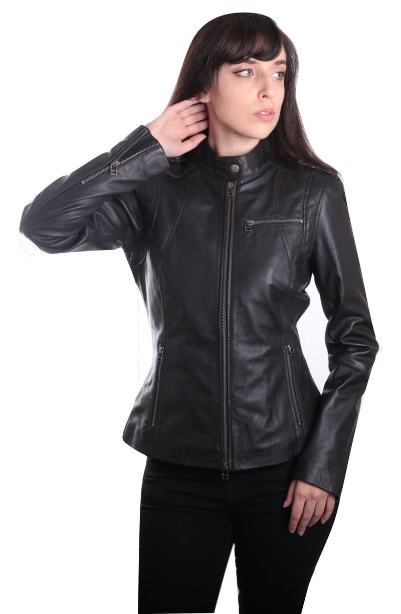 Fadcloset Women's Outerwear Fadcloset Allie Womens Black Leather Jacket