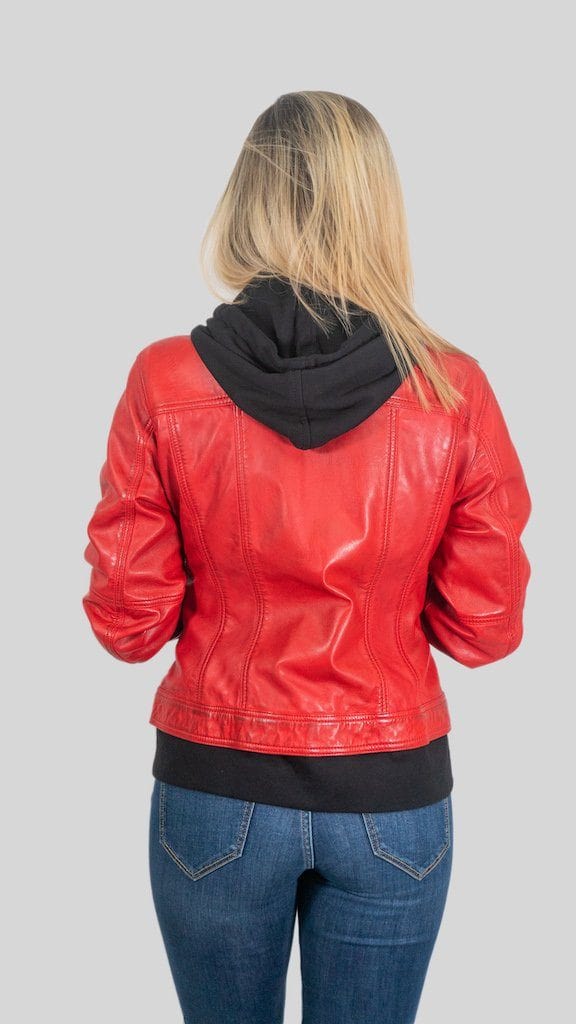 Fadcloset Women's Outerwear Fadcloset Annalise Womens Leather Jacket Red