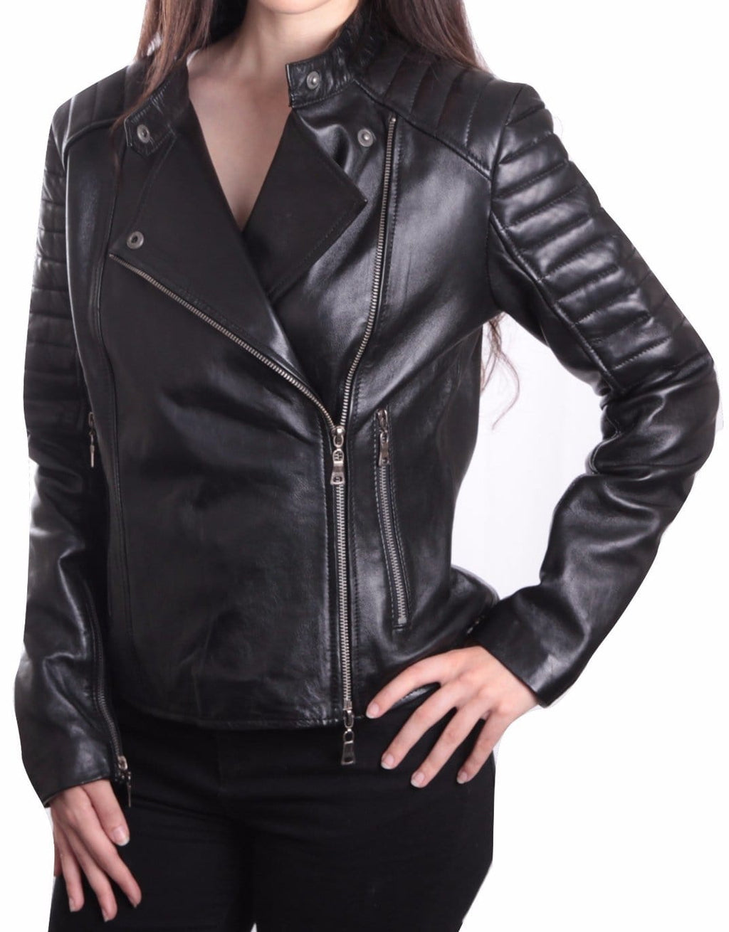 Fadcloset Women's Outerwear Fadcloset Ladies Bella Black Carla Leather Jacket