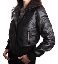 Fadcloset Women's Outerwear Fadcloset Women's Short-Cut Bomber Leather Jacket