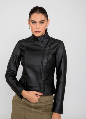 Fadcloset Women's Outerwear Fadcloset Women's Skylar Biker PU Faux Leather Jacket