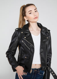 Fadcloset Women's Outerwear Fadcloset Women's Vegan Moto Style Faux Leather Jacket