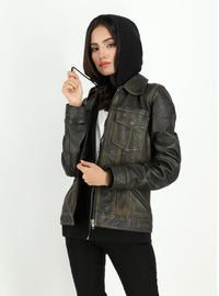 Fadcloset Women's Outerwear Fadcloset Womens Adalena Dual Tone Rustic Leather Jacket