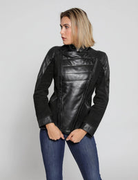 Fadcloset Women's Outerwear Fadcloset Womens Cosette Dual Panel Leather & Suede Jacket