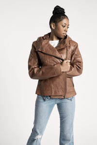 Fadcloset Women's Outerwear Sassy High Fashion Women's Hooded Leather Jacket  | Fadcloset
