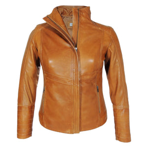 Fadcloset Women's Outerwear XS / Tan Fadcloset Arra Womens Leather Jacket