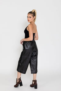 FADCLOSET Women's Shorts Fadcloset Women's Fashion Bermuda Black Leather Shorts