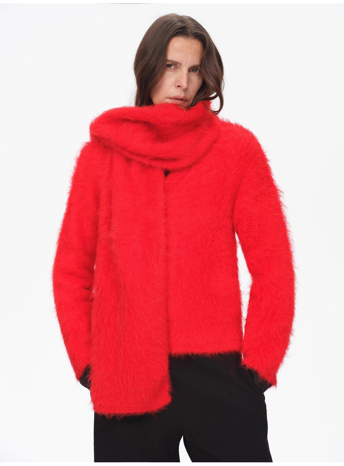 Fireladyfur Clothing Women's Fashion - Women's Accessories - Women's Scarves Red / One Size Winter Alpaca Wool Scarf for Women