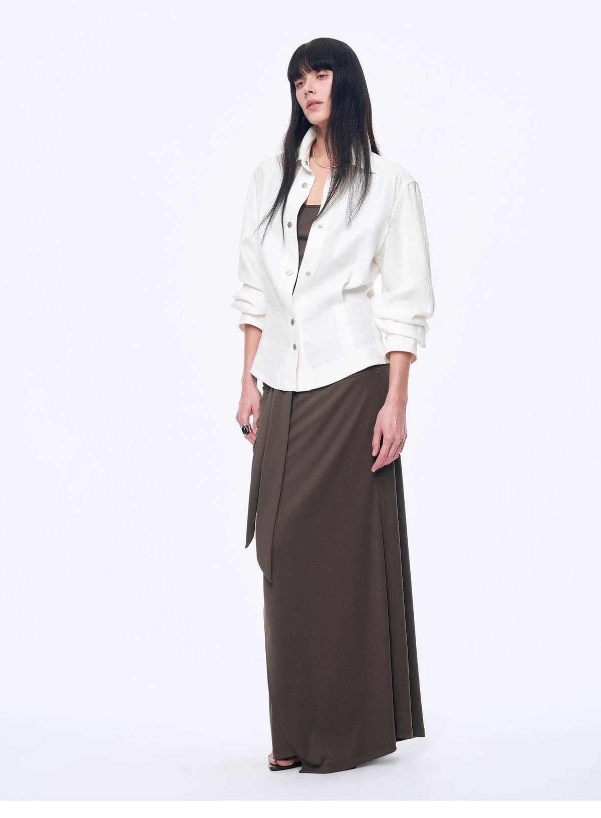 Fireladyfur Clothing Women's Fashion - Women's Clothing - Blouses & Shirts "Berlin Afternoon Tea" Refreshing Breathable Twill Linen Deconstructed Silhouette Old Money Style Waist Shirt Top