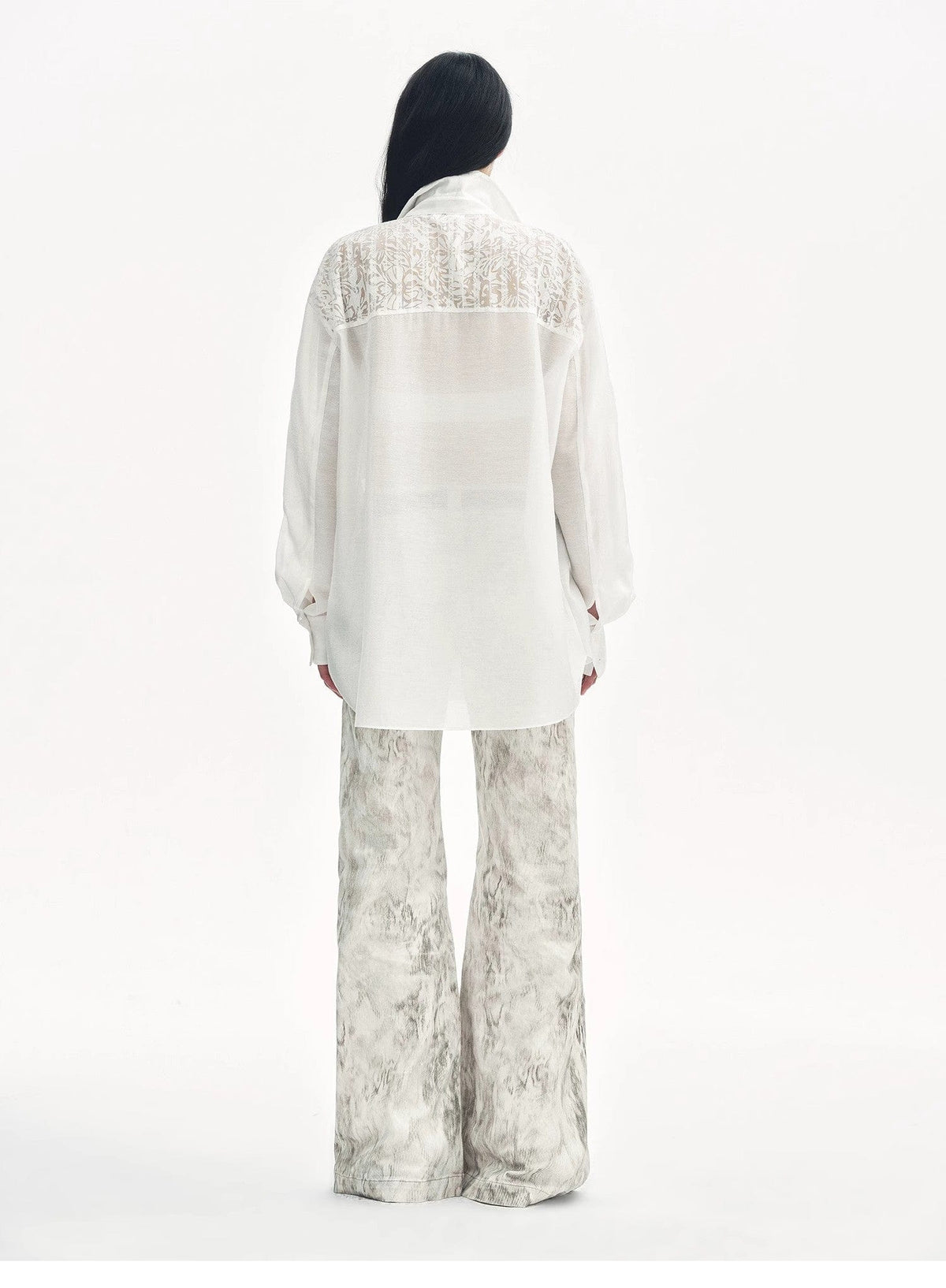 Fireladyfur Clothing Women's Fashion - Women's Clothing - Blouses & Shirts "Ideal Spring Day" Jacquard Hollow Drop Shoulder Shirt Summer