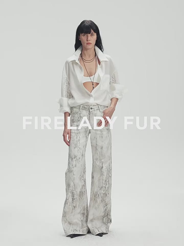 Fireladyfur Clothing Women's Fashion - Women's Clothing - Blouses & Shirts "Ideal Spring Day" Jacquard Hollow Drop Shoulder Shirt Summer