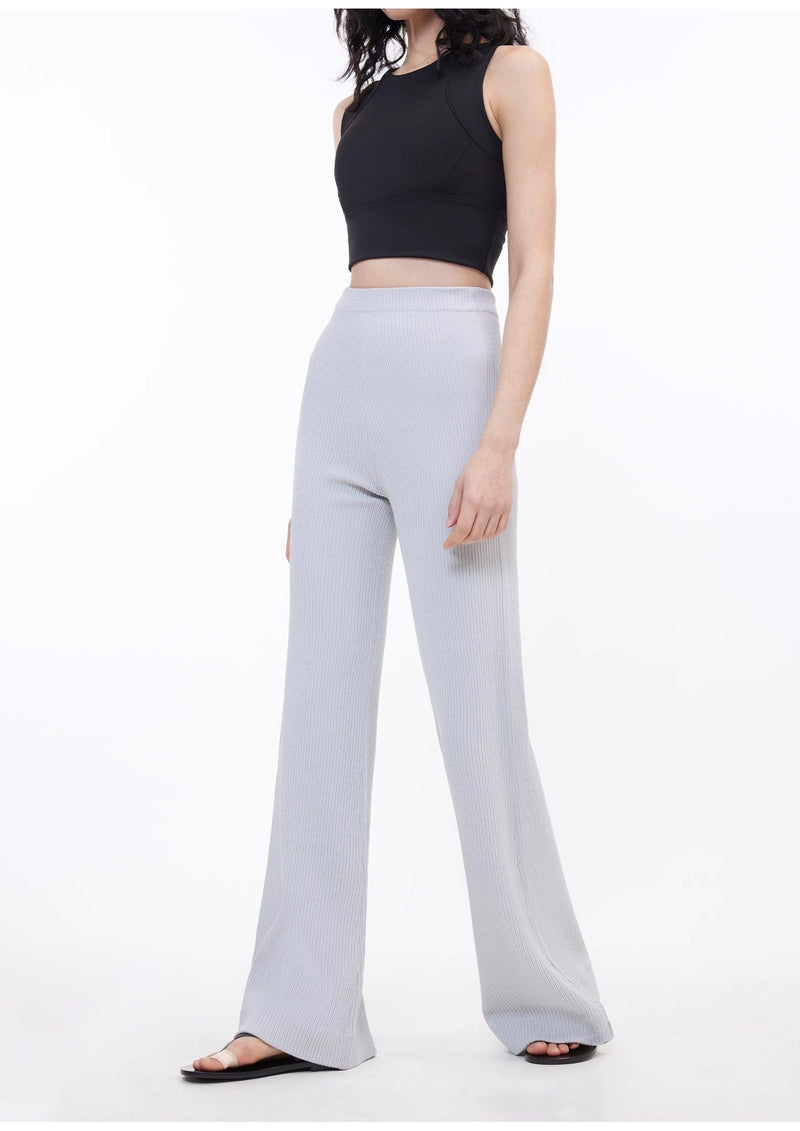 Fireladyfur Clothing Women's Fashion - Women's Clothing - Blouses & Shirts Knitted Bootcut Trousers, Glutinous Rice Trousers, Pit Striped Casual Trousers