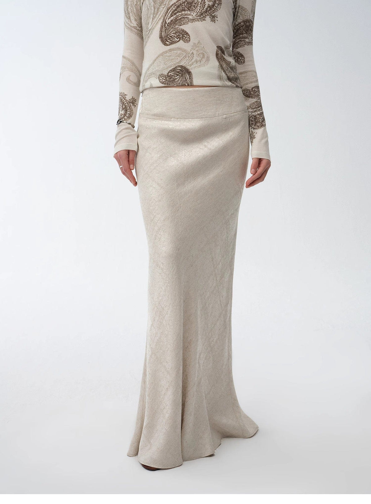 Fireladyfur Clothing Women's Fashion - Women's Clothing - Blouses & Shirts "Light and Breezy" Retro Bias-Cut Linen Blended Straight Fishtail Maxi Skirt