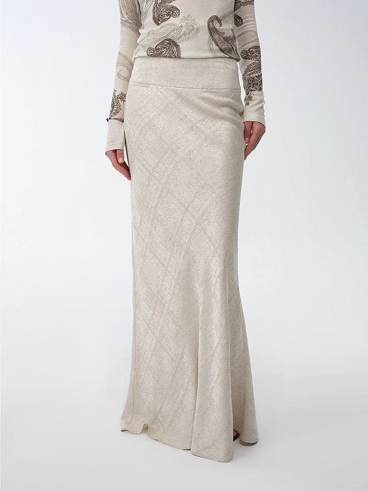 Fireladyfur Clothing Women's Fashion - Women's Clothing - Blouses & Shirts "Light and Breezy" Retro Bias-Cut Linen Blended Straight Fishtail Maxi Skirt