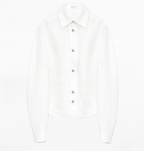 Fireladyfur Clothing Women's Fashion - Women's Clothing - Blouses & Shirts S（4-6） / White "Berlin Afternoon Tea" Refreshing Breathable Twill Linen Deconstructed Silhouette Old Money Style Waist Shirt Top