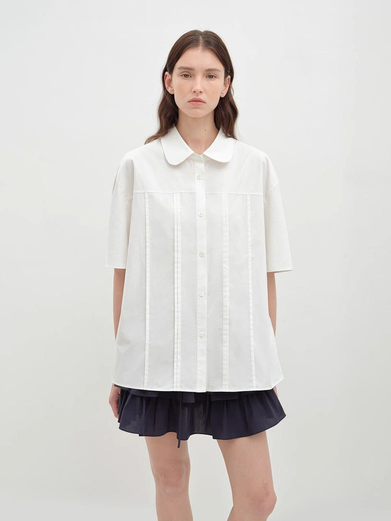 Fireladyfur Clothing Women's Fashion - Women's Clothing - Blouses & Shirts "Sea Salt & Sugar" Cotton Short-Sleeved Shirt