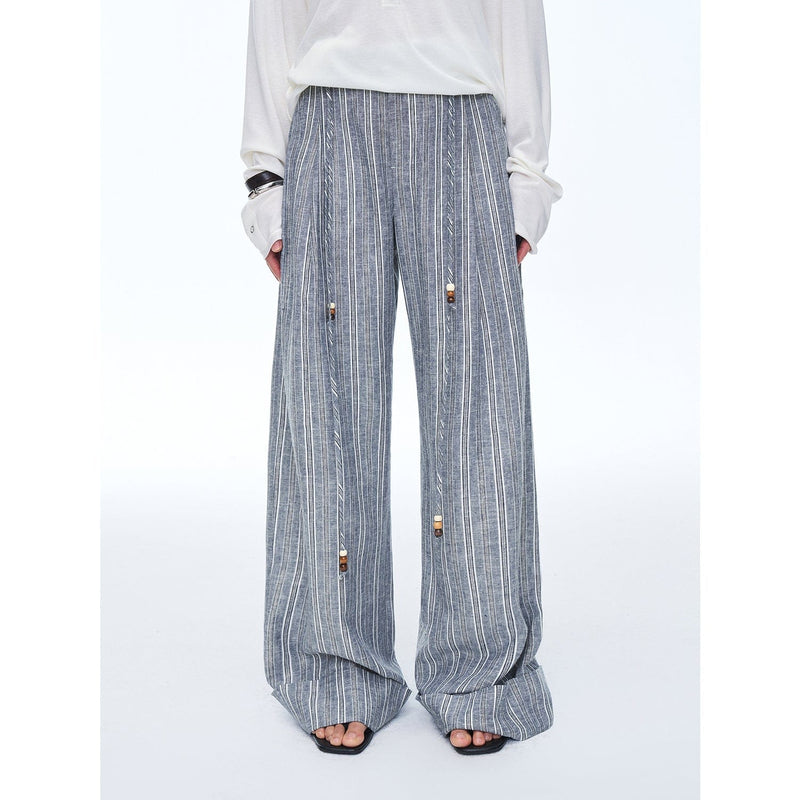 Fireladyfur Clothing Women's Fashion - Women's Clothing - Bottoms - Pants & Capris "Free Afterglow" Retro Style Linen Wide-Leg Casual Pants
