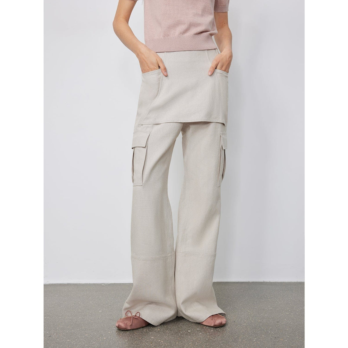 Fireladyfur Clothing Women's Fashion - Women's Clothing - Bottoms - Pants & Capris "Free to Run Away" Miu Style Fake Two-Piece Workwear Micro-Flared Casual Pants Low-Waist Slim Zipper Trousers for Women