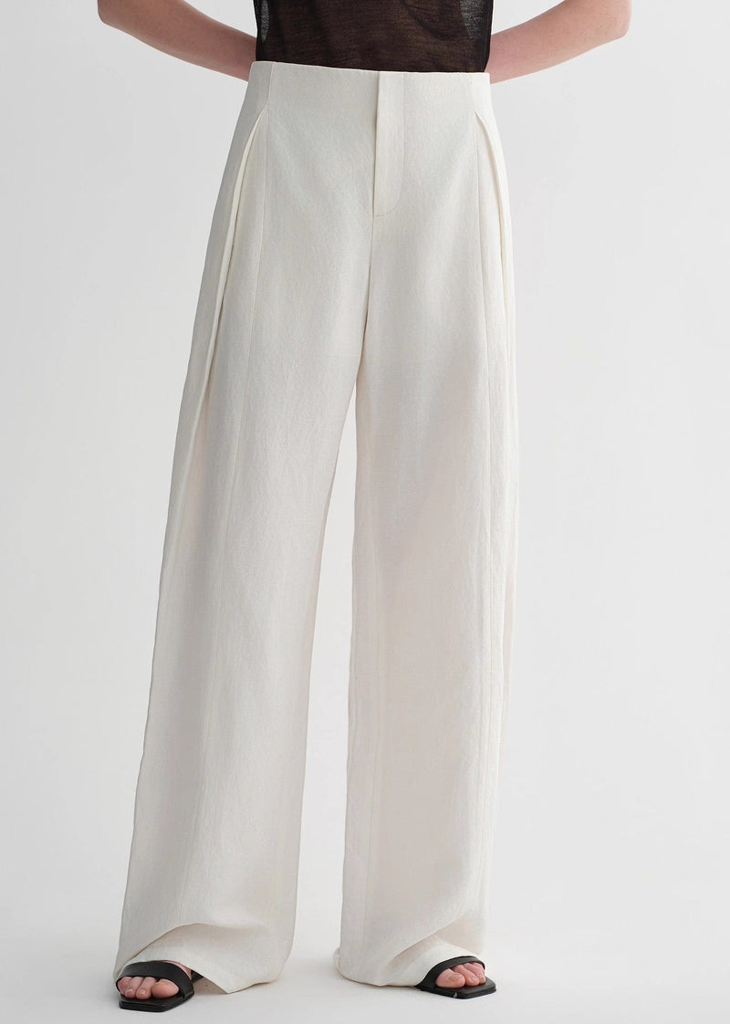 Fireladyfur Clothing Women's Fashion - Women's Clothing - Bottoms - Pants & Capris Summer Mulberry Silk Linen Waistless Three-Dimensional Pleated Wide-Leg Pants for Women