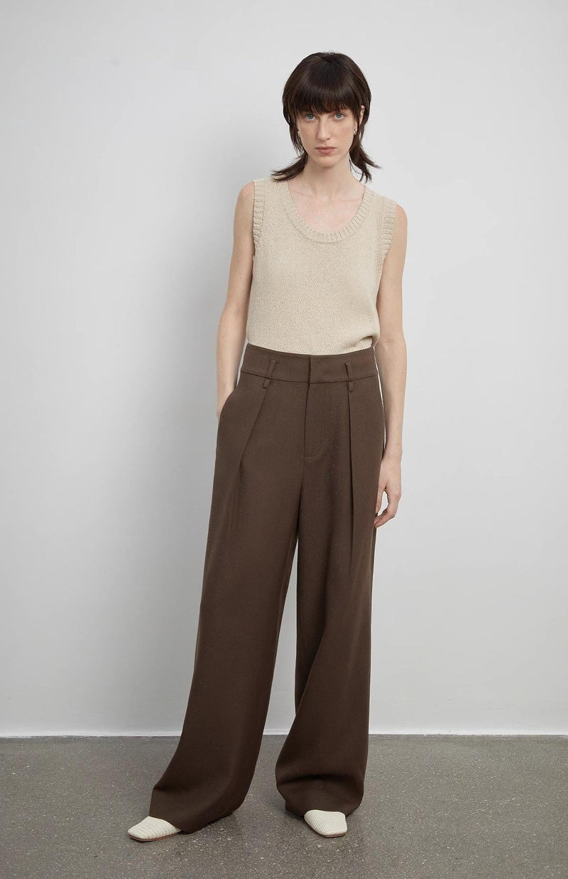 Fireladyfur Clothing Women's Fashion - Women's Clothing - Bottoms - Pants & Capris Women's White Straight Casual Wide Waist Drape Floor-Length Wide Leg Pants