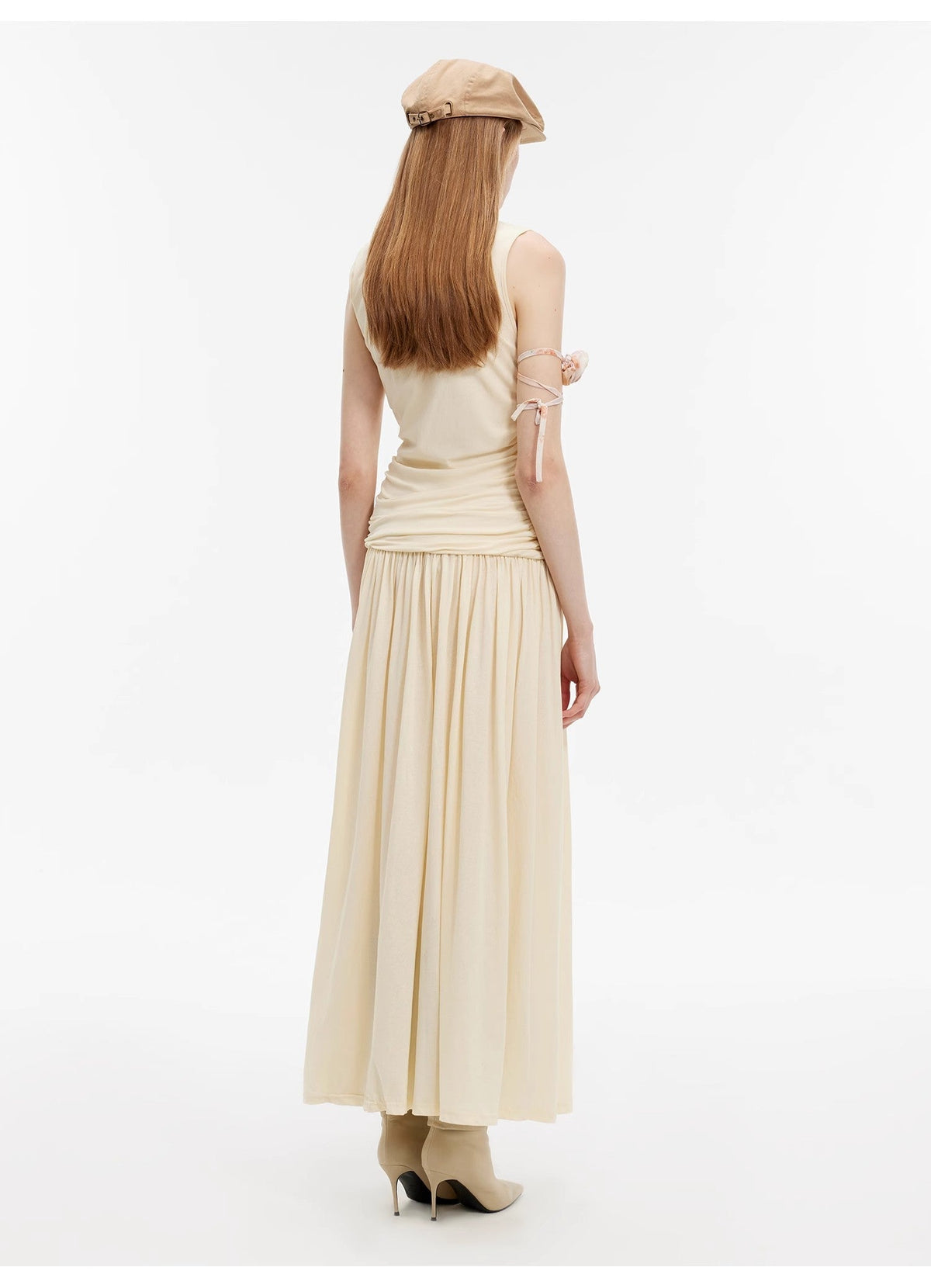 Fireladyfur Clothing Women's Fashion - Women's Clothing - Dress - Sleeveless Dress "Casual Commuting" Light Luxury Mercerized Cotton Special-Shaped Collar Waist Irregular Lazy Long Dress