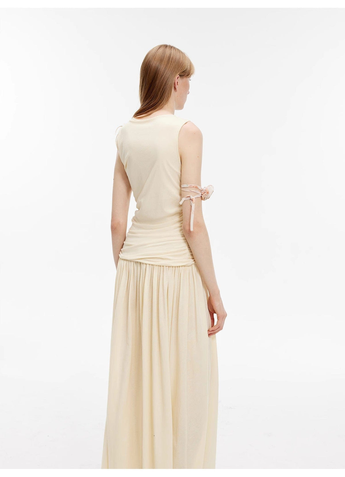 Fireladyfur Clothing Women's Fashion - Women's Clothing - Dress - Sleeveless Dress "Casual Commuting" Light Luxury Mercerized Cotton Special-Shaped Collar Waist Irregular Lazy Long Dress
