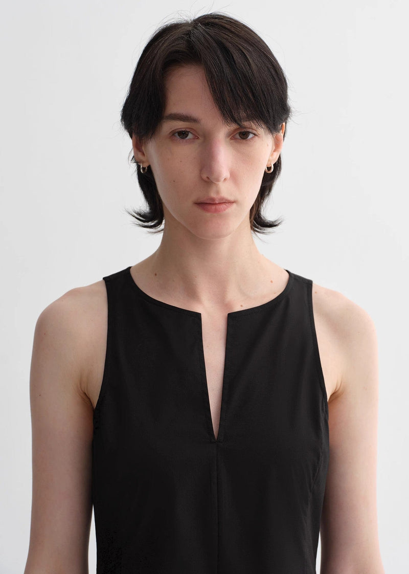 Fireladyfur Clothing Women's Fashion - Women's Clothing - Dress - Sleeveless Dress Micro-Cocoon-Shaped I-Shaped Pleated V-Neck Commuting Slim-Fitting Split Vest Dress for Women