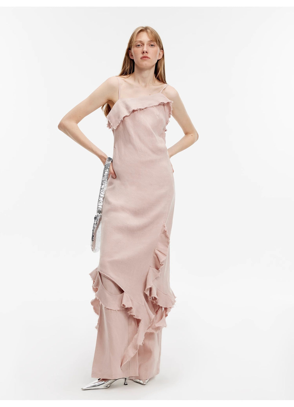 Fireladyfur Clothing Women's Fashion - Women's Clothing - Dress - Sleeveless Dress "Summer Whisper" Sand-Washed Linen Sling Ruffled Irregular Fit Sling Dress