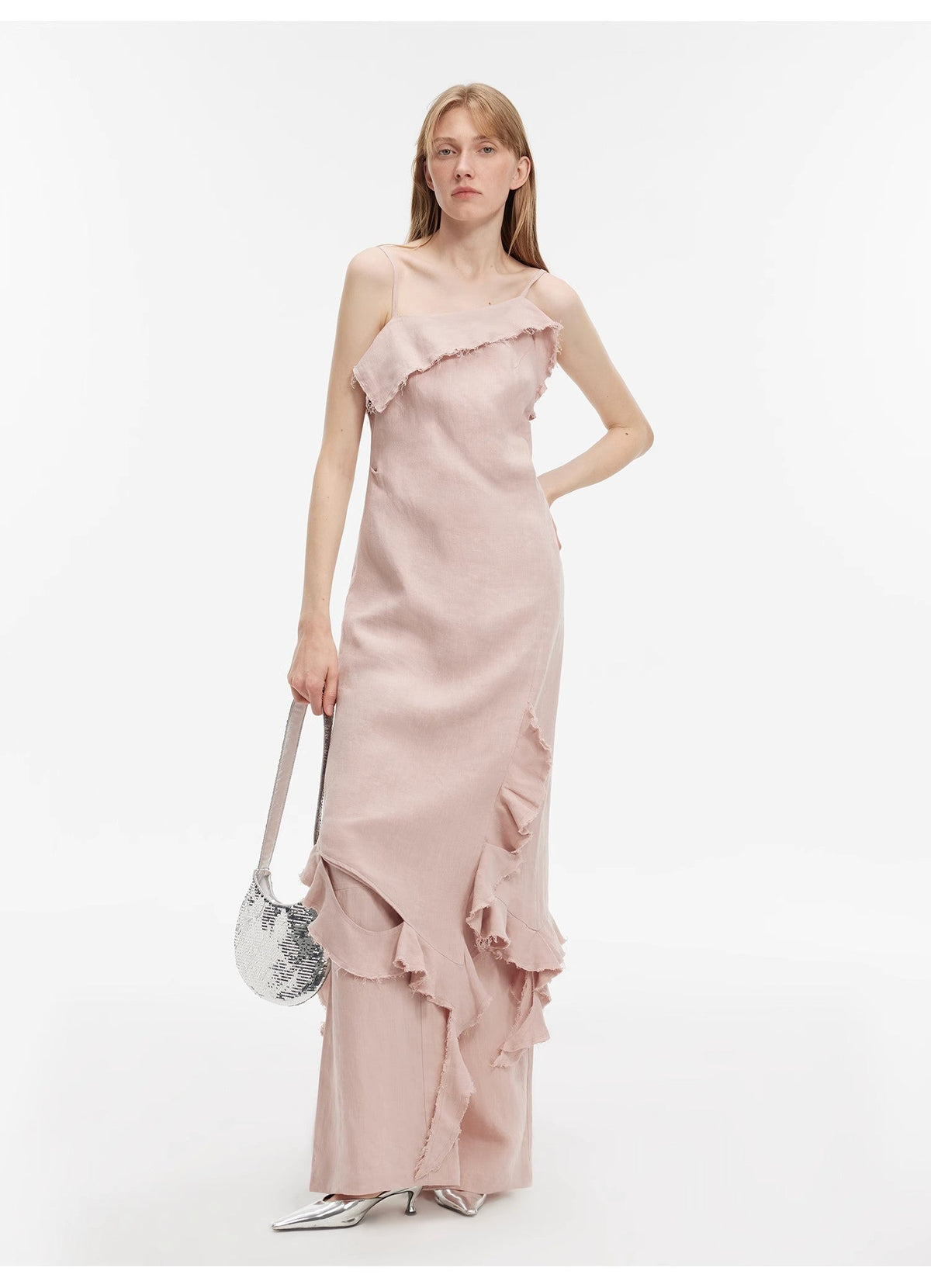 Fireladyfur Clothing Women's Fashion - Women's Clothing - Dress - Sleeveless Dress "Summer Whisper" Sand-Washed Linen Sling Ruffled Irregular Fit Sling Dress