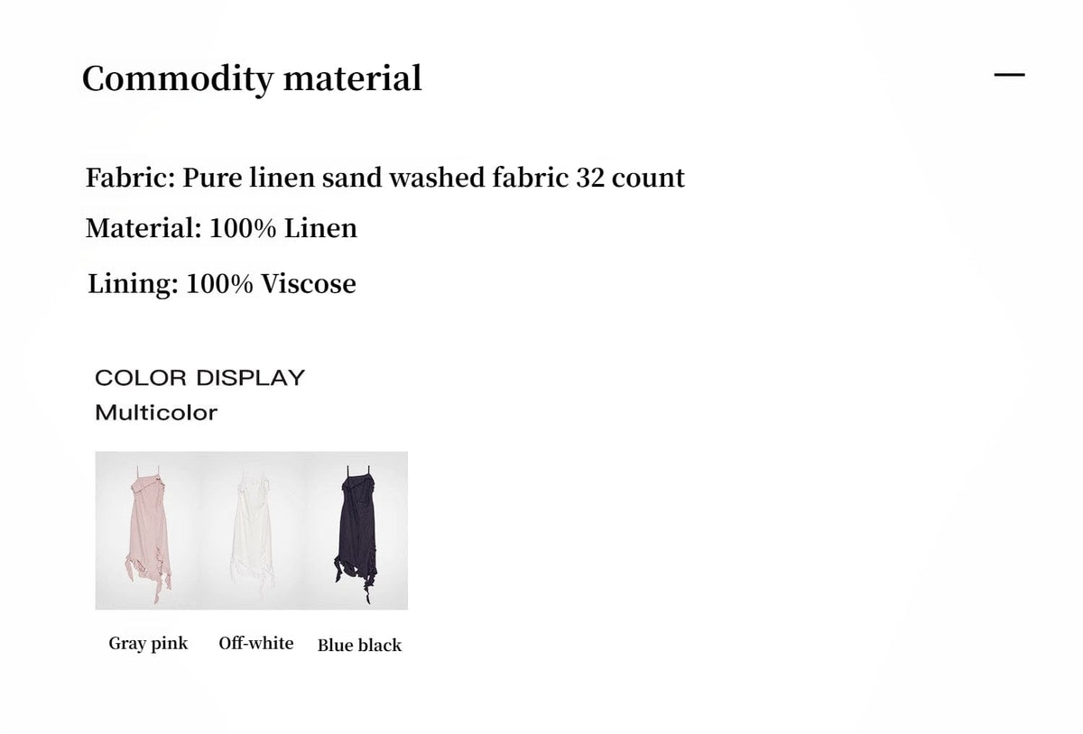 Fireladyfur Clothing Women's Fashion - Women's Clothing - Dress - Sleeveless Dress "Summer Whisper" Sand-Washed Linen Sling Ruffled Irregular Fit Sling Dress