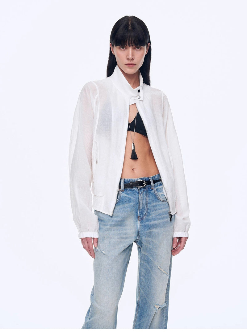 Fireladyfur Clothing Women's Fashion - Women's Clothing - Jackets & Coats - Jackets "Moonlight Whisper" Lightweight Outdoor Half-Stand Collar Raglan Sleeve Jacket