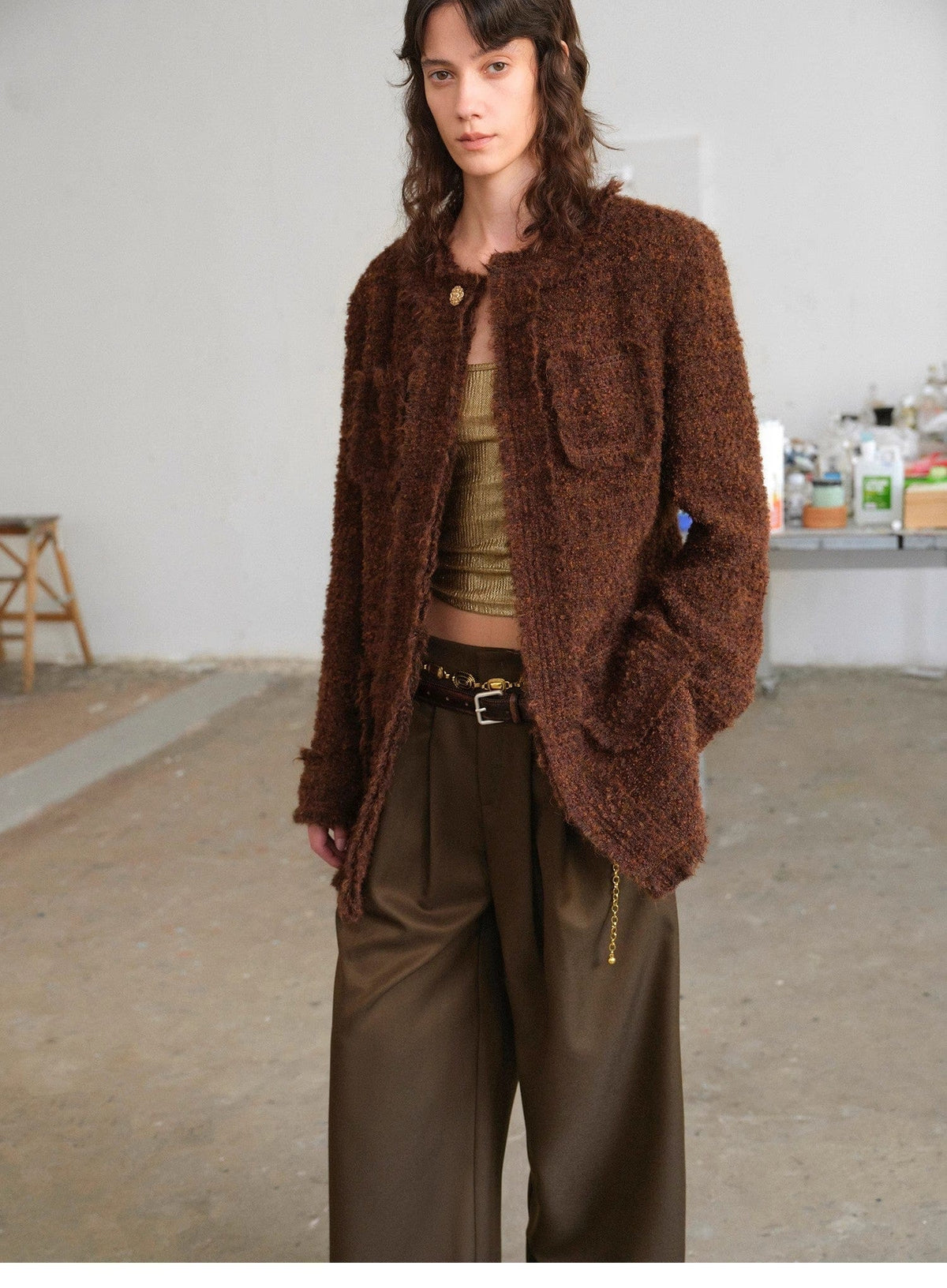Fireladyfur Clothing Women's Fashion - Women's Clothing - Jackets & Coats - Jackets "Sophisticated Lady" Italian Imported Haute Couture Tailored Tweed Jacket With Gold Buttons for Women
