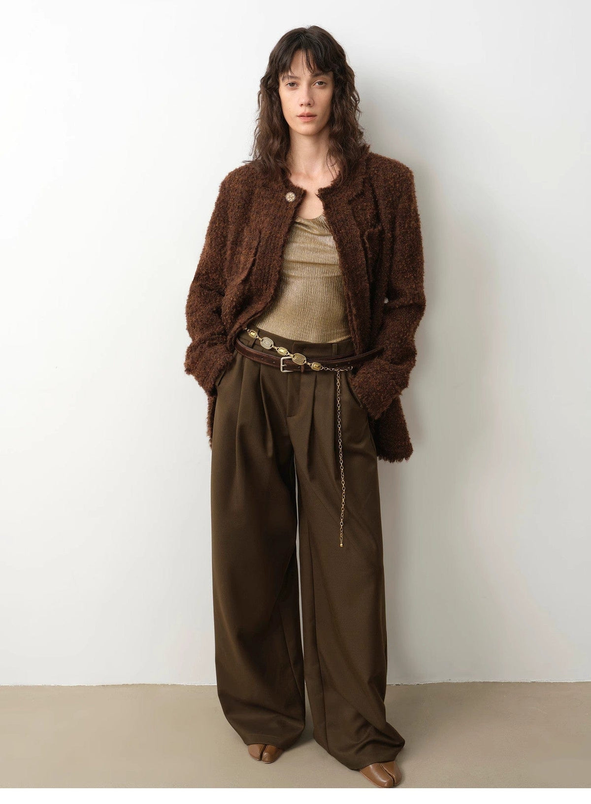 Fireladyfur Clothing Women's Fashion - Women's Clothing - Jackets & Coats - Jackets "Sophisticated Lady" Italian Imported Haute Couture Tailored Tweed Jacket With Gold Buttons for Women