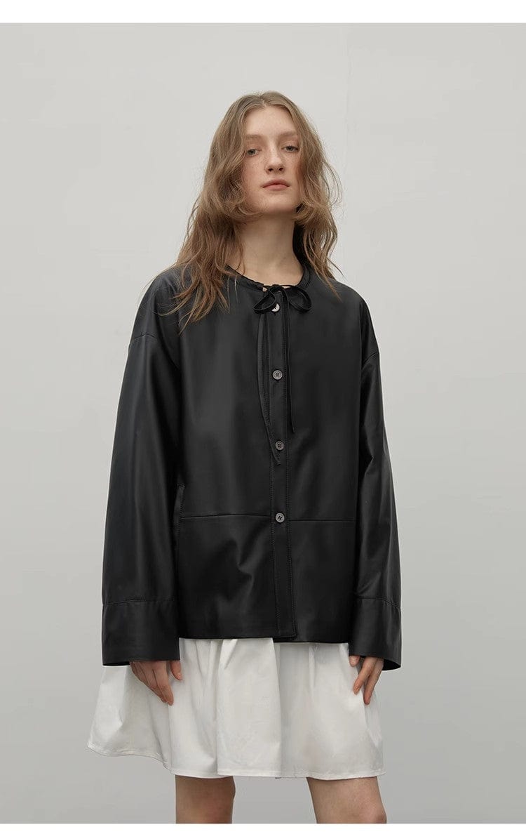 Fireladyfur Clothing Women's Fashion - Women's Clothing - Jackets & Coats - Leather Jackets "Contrary Galaxy" Ultra-Thin Light-Coated Sheep Leather Jacket for Women