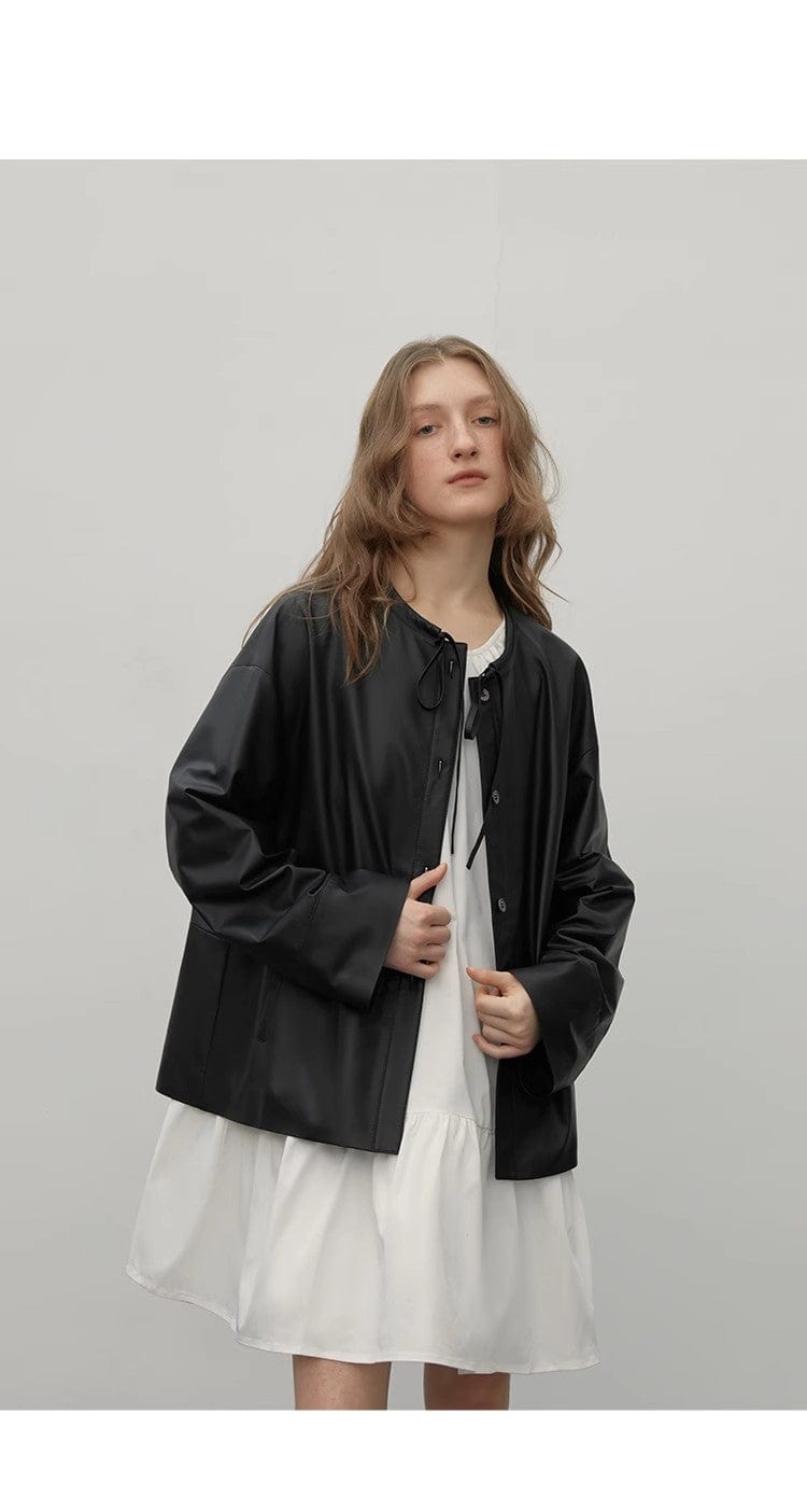 Fireladyfur Clothing Women's Fashion - Women's Clothing - Jackets & Coats - Leather Jackets "Contrary Galaxy" Ultra-Thin Light-Coated Sheep Leather Jacket for Women