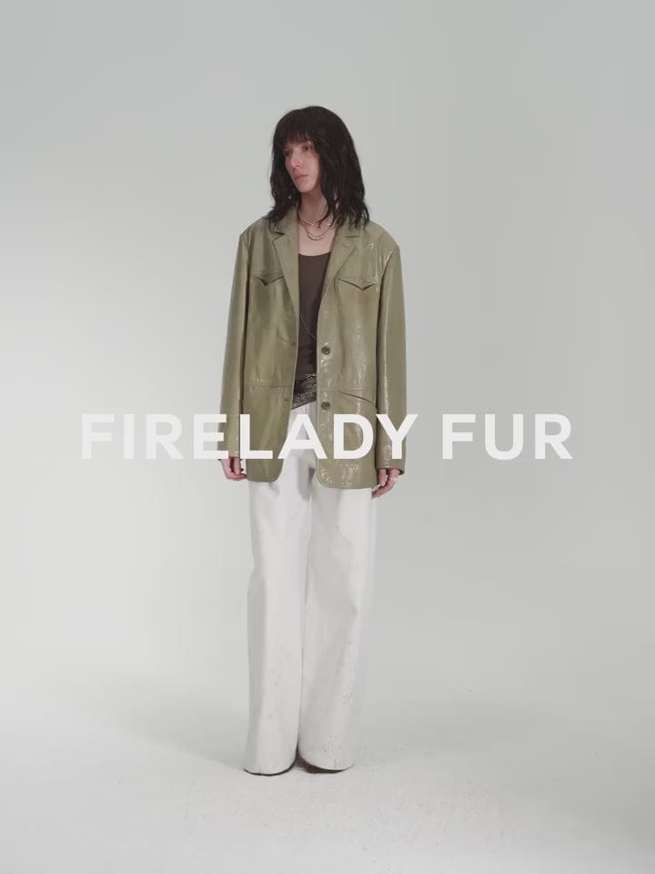 Fireladyfur Clothing Women's Fashion - Women's Clothing - Jackets & Coats - Leather Jackets "Windsor Past" Wide Shoulder Multi-Pocket Suit Waxed Leather Jacket