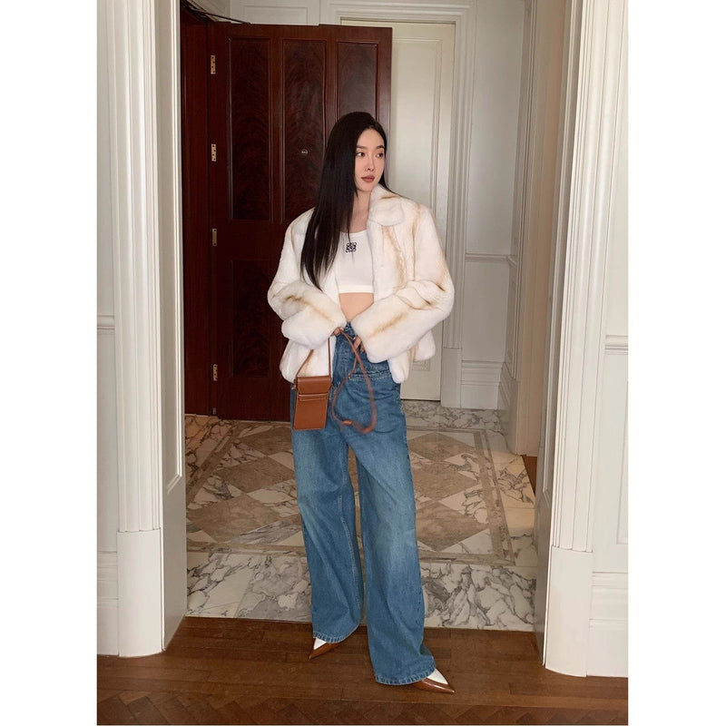 Fireladyfur Clothing Women's Fashion - Women's Clothing - Jackets & Coats - Real Fur Alice Honey Imported Rex Rabbit Fur Coat