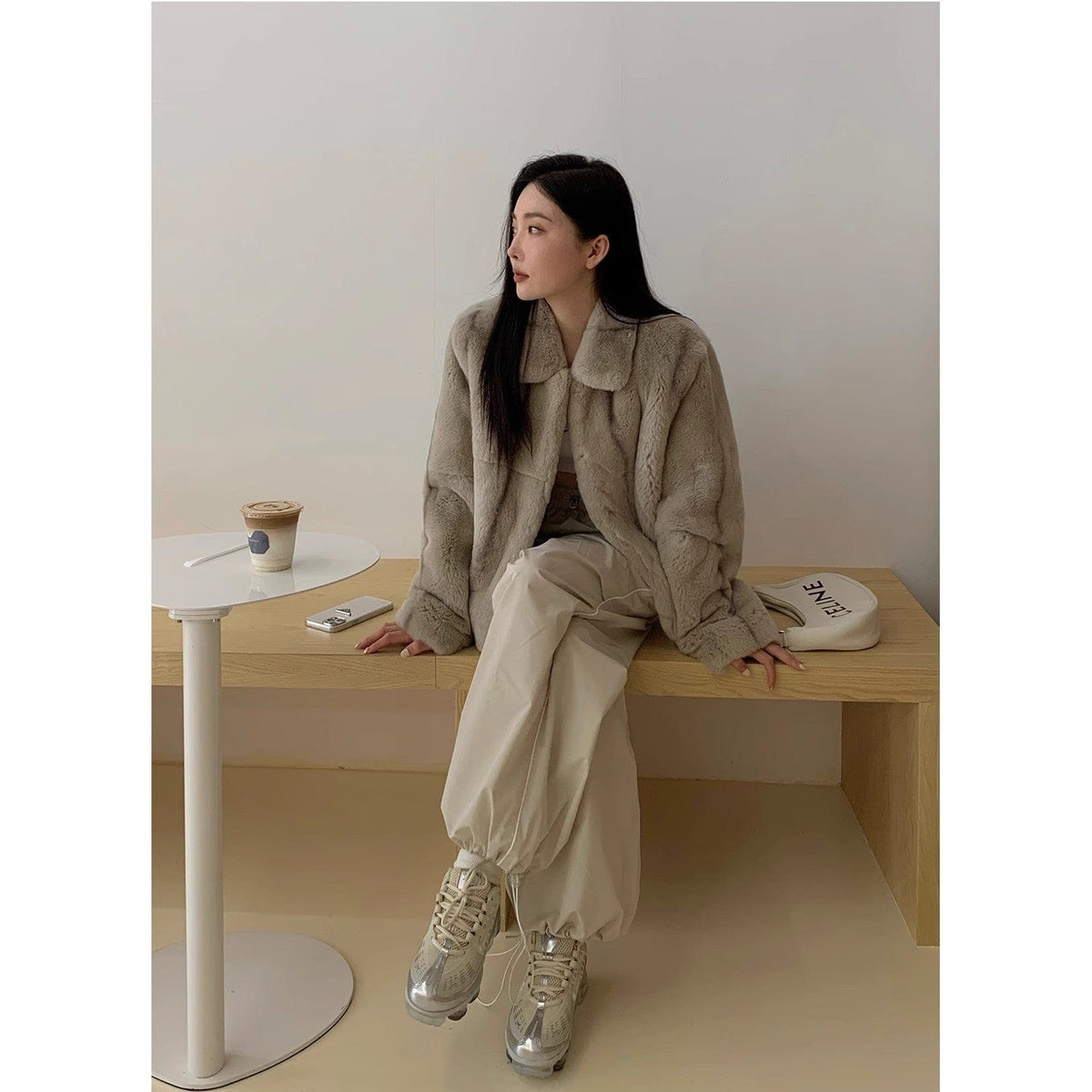 Fireladyfur Clothing Women's Fashion - Women's Clothing - Jackets & Coats - Real Fur Alice Honey Imported Rex Rabbit Fur Coat
