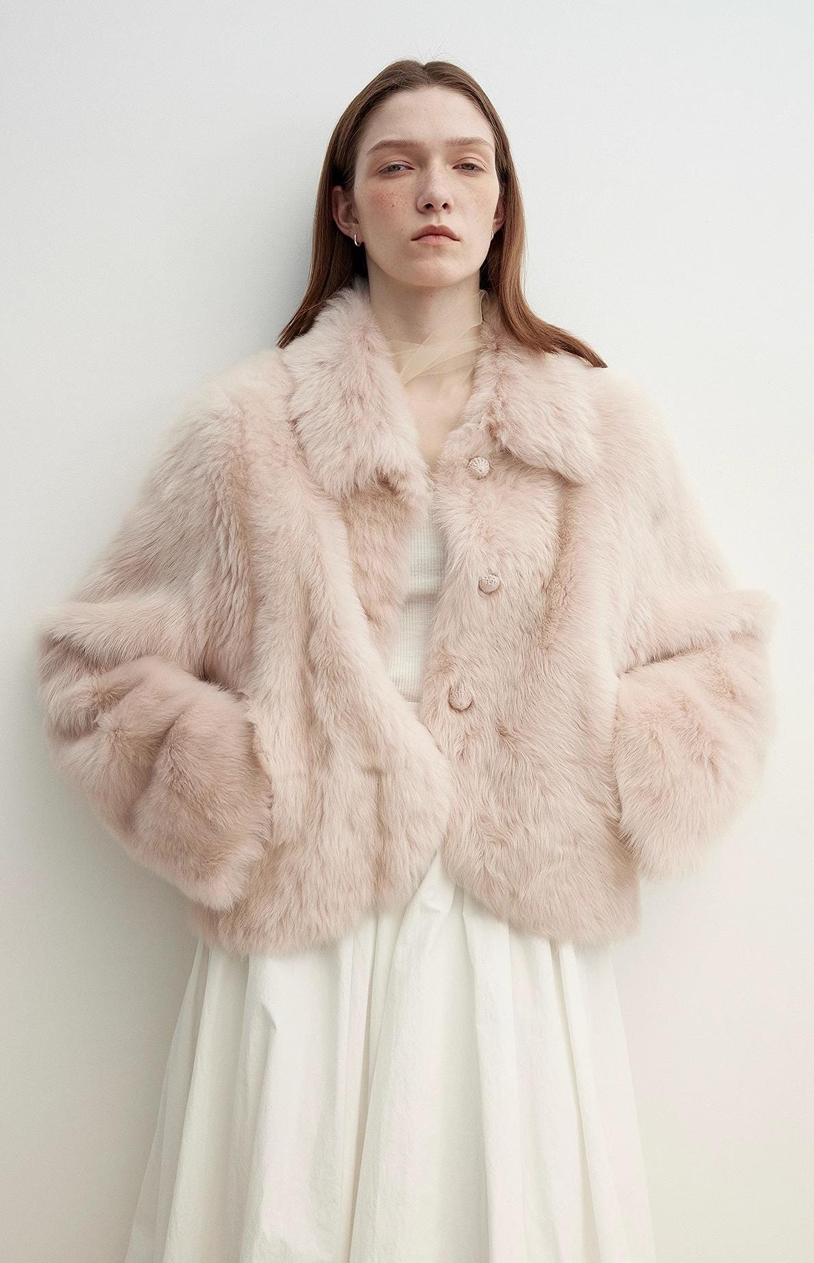 Fireladyfur Clothing Women's Fashion - Women's Clothing - Jackets & Coats - Real Fur "Autumn Secret" Pink Lapel Tuscan Straight Fur Sheepskin Short Jacket
