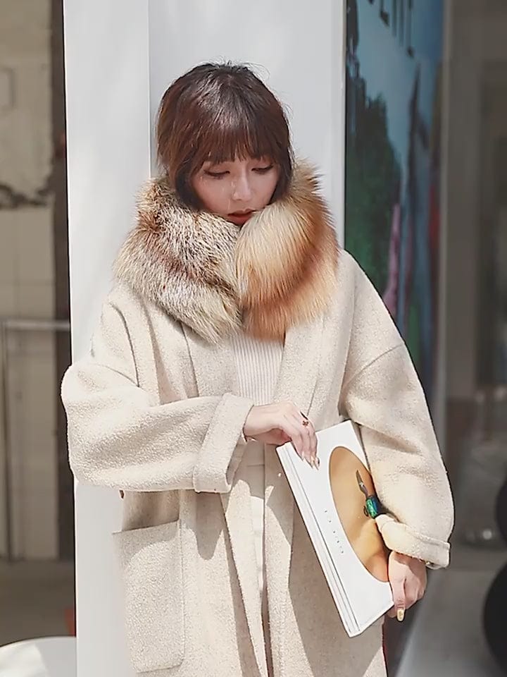 Fireladyfur Clothing Women's Fashion - Women's Clothing - Jackets & Coats - Real Fur Brown / One Size Kopenhagen Auction House Grade Whole Red Fox Fur Magnetic Buckle Scarf