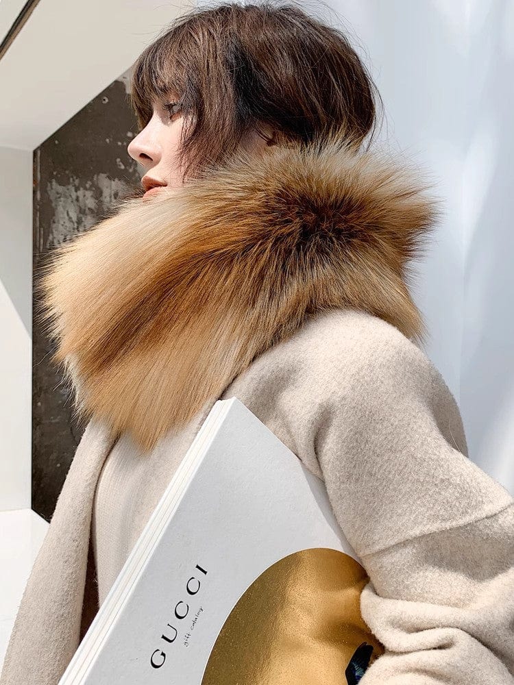 Fireladyfur Clothing Women's Fashion - Women's Clothing - Jackets & Coats - Real Fur Brown / One Size Kopenhagen Auction House Grade Whole Red Fox Fur Magnetic Buckle Scarf