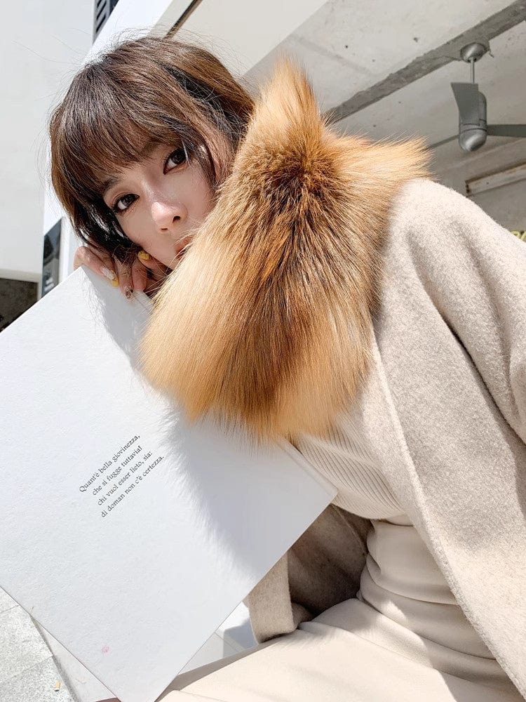 Fireladyfur Clothing Women's Fashion - Women's Clothing - Jackets & Coats - Real Fur Brown / One Size Kopenhagen Auction House Grade Whole Red Fox Fur Magnetic Buckle Scarf